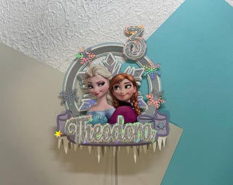 Frozen Inspired Cake Topper– Personalised Name & Age