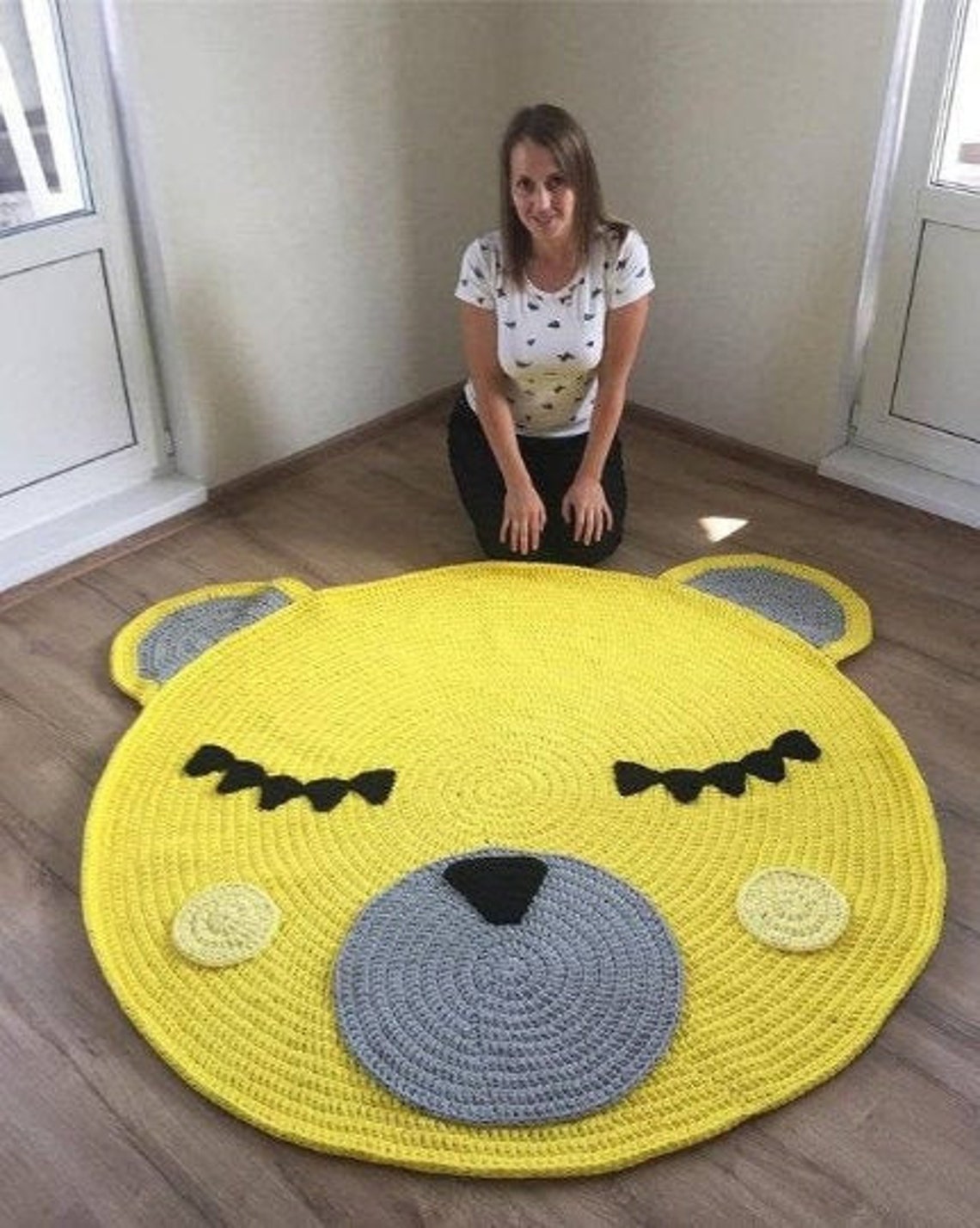Knitted carpet bear. Rug bear Carpet bear from knitting yarn. | Etsy