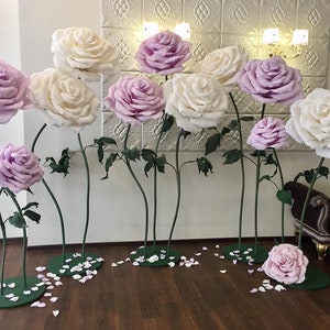 Rosa Di Carta Gigante Rosa Di Carta Viola Bouquet Da Sposa Etsy