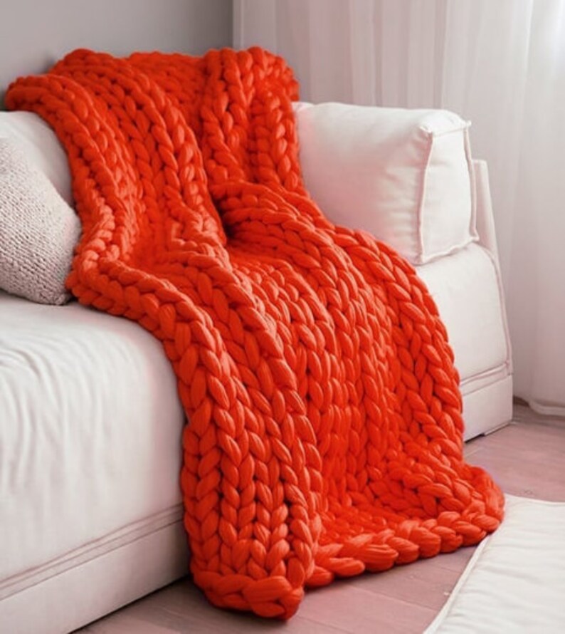 Chunky knit blanket Super bulky blanket Super chunky blanket Etsy