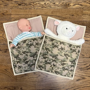 Doll or Stuffed Animal Sleeping Bag in Cotton Camouflage Print