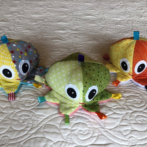 Clearance Sale--Sensory Scrappy Squeaky Octopus Baby Tag Toy in Assorted Patterns