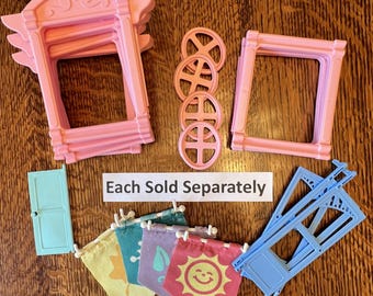 1993 Fisher Price Loving Family Dollhouse Replacement Parts, Windows, Doors, Banners