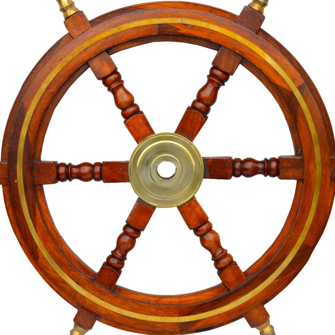 12 inch Nautical Wooden Ship Steering Wheel Pirate Decor Wood Etsy