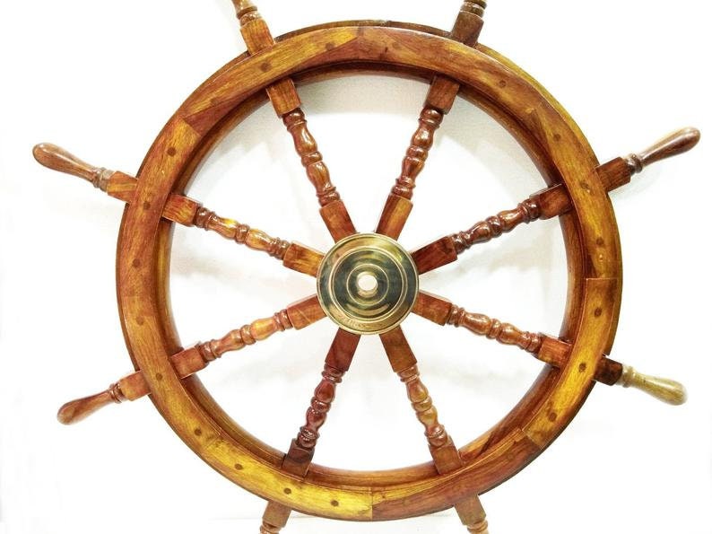 36Nautical Marine Wooden Ship Steering Wheel Pirate Etsy