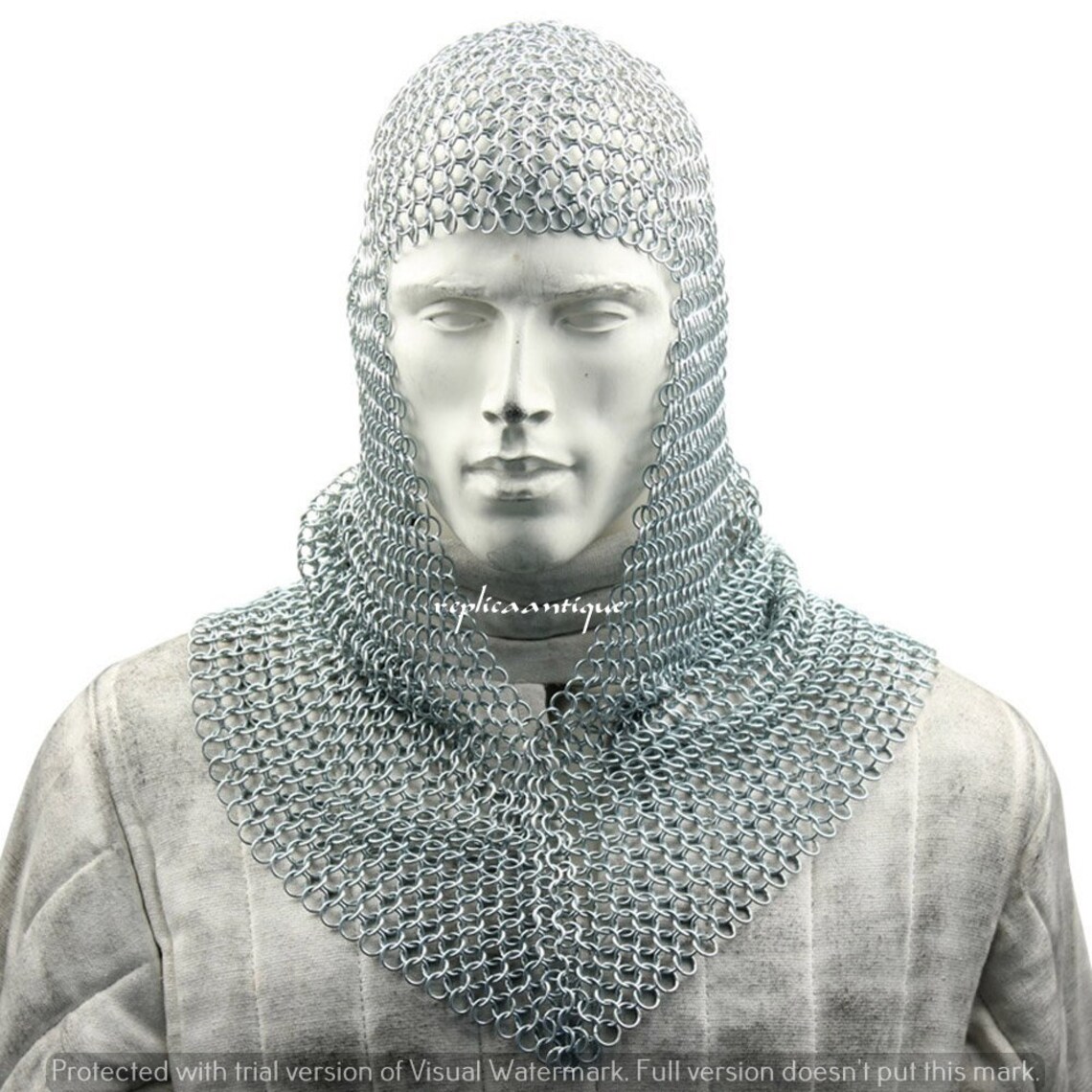 Chainmail Coif Hood-Silver Butted Medieval Armor Knight Cap | Etsy