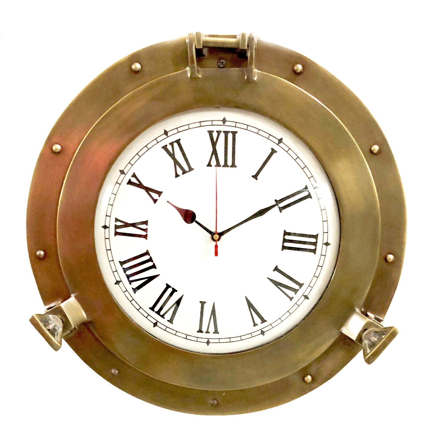 10inch Polished Finish Brass Porthole Analog Marine Ship Porthole Nautical Clock 