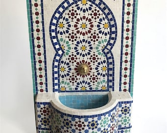 Blue & Teal Moroccan Zellige Fountain – Old Medina