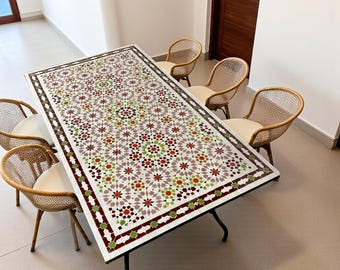 Handmade Moroccan Mosaic Table – Colorful Zellij rectangular Patio and Garden Table , Outdoor Coffee, Side Table Art
