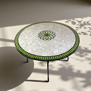 Handmade Moroccan Mosaic Table – Colorful Zellij Round Patio and Garden Table , Outdoor Coffee, Side Table Art