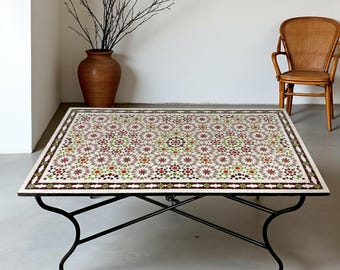 Handmade Moroccan Mosaic Table – Colorful Zellij rectangular Patio and Garden Table , Outdoor Coffee, Side Table Art