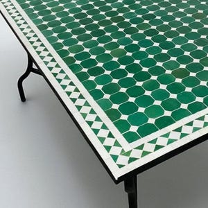 Customization Large Dining Rectangular Red Mosaic Table, Moorish 100% Handmade Outdoor & Indoor Mosaic Table, Solid Moroccan Table. image 5