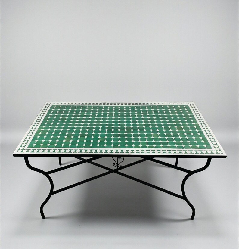 Customization Large Dining Rectangular Red Mosaic Table, Moorish 100% Handmade Outdoor & Indoor Mosaic Table, Solid Moroccan Table. image 3