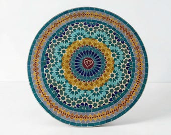 Handmade Moroccan Mosaic Table – Colorful Zellij Round Patio and Garden Table , Outdoor Coffee, Side Table Art
