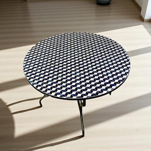 Handmade Moroccan Mosaic Table – Colorful Zellij Round Patio and Garden Table , Outdoor Coffee, Side Table Art