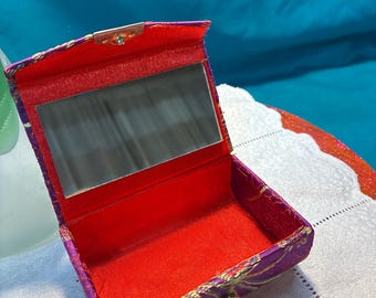 Vintage Lipstick Case (2 Tubes), Ornate Brocade Makeup Purse Accessory