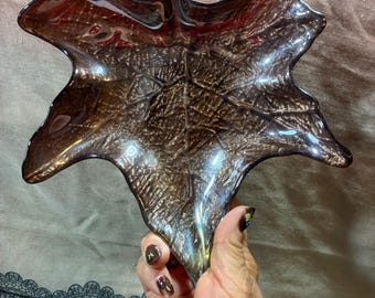 Brown Fall Leaf Trinket Dish, Holiday Decor