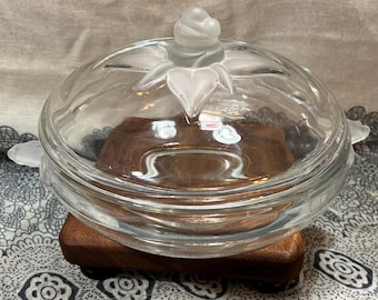 Vintage MIKASA WALTHER Candy Dish, Frosted Glass Lid, Home Decor