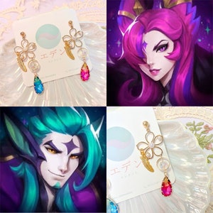 2023 limited Star Guardian theme Xahya Rakan earring design- Eden&#39;s Garden League of Legends Collection