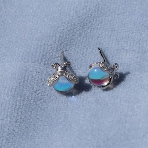 Sterling Silver Adorable Sterling Silver Moonstone Firefly Earrings, Sensitive Earrings