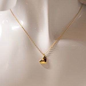 Collier pendentif coeur en argent sterling plaqué or/ Pendentif coeur en or/ Collier coeur en or/ Collier délicat/ Cadeaux pour elle