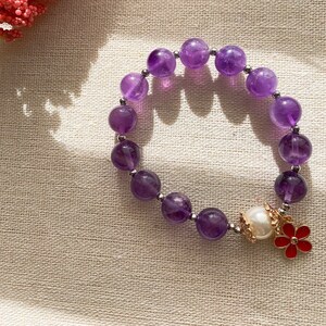 Pulseira de ametista de 10 mm, pulseira de intenção, pulseira de cura de pedras preciosas, metafísica, espiritual, pulseira de energia