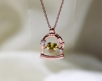 Estilo Disney Belle em prata esterlina com colar de strass, colar de princesa, presentes para ela, colar mágico