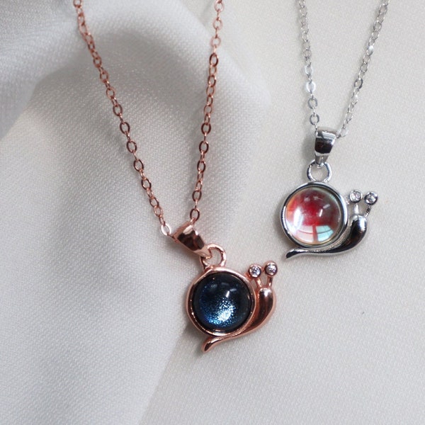 Sterling Silver Snail Necklace comes with two color rose gold and silver, Cute necklace s925 sterling silver, Daily Women Necklace