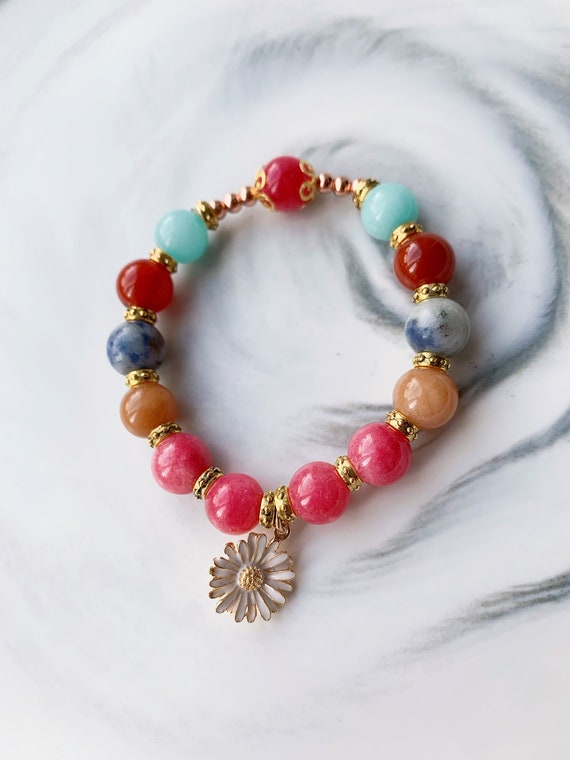 Bracelet En Jade Rouge Naturel, Perles Réglables En Argent 925, Fait Main, Personnalisable - Parfait Pour Cadeau Anniversaire, Noël Ou Fiançailles