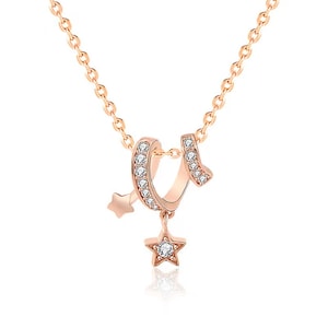 スターリングシルバーの流星ネックレス、ローズゴールドカラー、ユニークなネックレス、宇宙ネックレス、女性用ネックレス