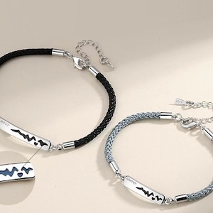 Couple Bracelet, Price for pair, Heart Beat Bracelets, Valentine&#39;s Day gift, Boyfriend Bracelet, Girlfriend Bracelet, Matching Bracelet