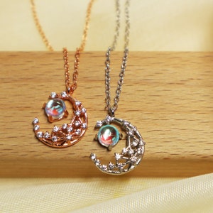 Sterling Silver Moonstone Moon Crescent Women necklace, Rose Gold, Moonstone Necklace, Women Daily Necklace
