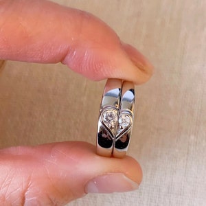 Herz verstellbar Ring Silber Farbe Paare Ring Set für Männer und Frauen, passende Ringe, Jahrestagsgeschenk, Geschenke für sie, Geschenke für ihn