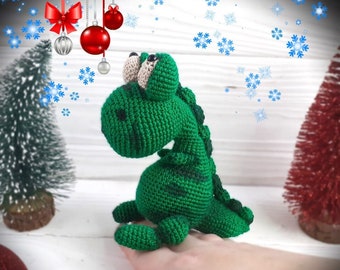 Crochet baby dragon. Amigurumi pattern. Christmas clearance. Crochet green dragon