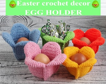 Egg holder, Cute crochet pattern, Easter table decor, Empty gift box, Mothers day basket