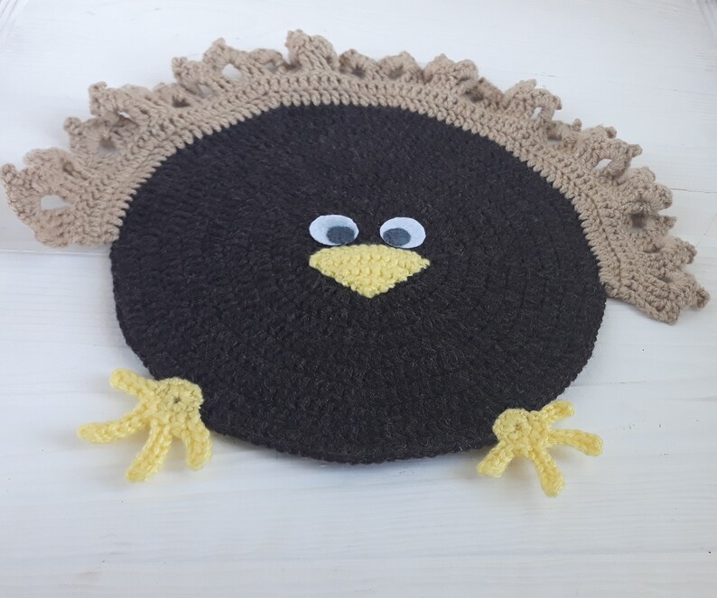 Round placemats, Crochet turkey toy, Cute crochet pattern, Gaming decor, Thanksgiving games image 7