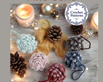 Adorno de piña de ganchillo: decoración para árbol de Navidad hecha a mano