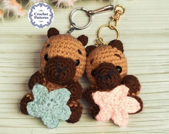 Brelok do kluczy z kapibarą, wzór na szydełkowy brelok, wzór na brelok amigurumi w formacie PDF, plecak Buddy, akcesoria samochodowe