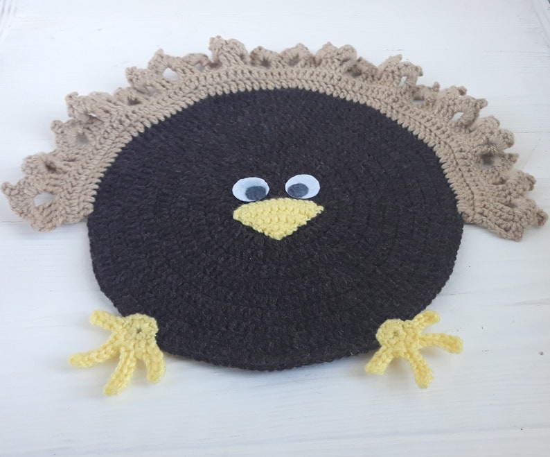 Round placemats, Crochet turkey toy, Cute crochet pattern, Gaming decor, Thanksgiving games image 10