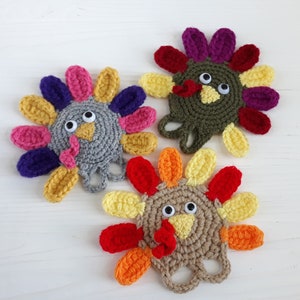 Finger puppets, Cute crochet pattern, Crochet turkey toy, Thanksgiving games, Baby toys learning image 7