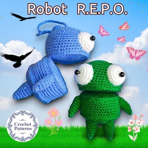 Robot personnage R.E.P.O. Adorable motif au crochet de héros de jeux populaires pour un cadeau d'anniversaire ou un porte-clés de sac d'école ou une décoration de chambre d'enfant