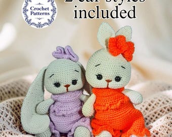 Patrón de conejito amigurumi de ganchillo: opciones de orejas largas y cortas (tutorial en PDF)
