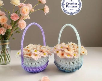 Ramo de flores de cerezo a crochet - Cesta Sakura (Patrón PDF)