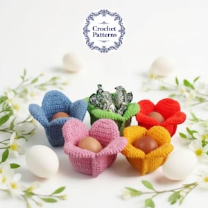 Flower Egg Holder Crochet Pattern: Easter Basket Decor (PDF Pattern)