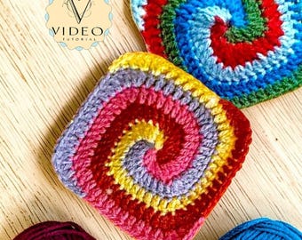 Patrón de crochet "Abuelita en espiral" - Manta de bebé con espirales, decoración para habitación infantil (videotutorial)