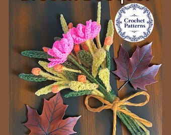 Crochet Flower Brooch mini bouquet (PDF pattern)