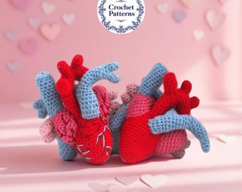 Valentines Plush Anatomical Heart: Crochet Pattern (PDF)