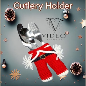 Portacubiertos de crochet para pantalones de Papá Noel: Videotutorial