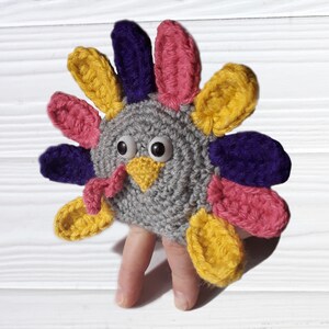 Finger puppets, Cute crochet pattern, Crochet turkey toy, Thanksgiving games, Baby toys learning image 4