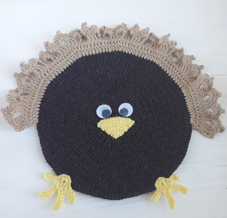 Round placemats, Crochet turkey toy, Cute crochet pattern, Gaming decor, Thanksgiving games image 8